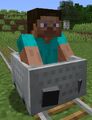 Player in minecart.