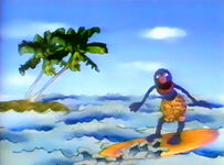 Grover surfs, demonstrating near and far (First: Episode 2859)