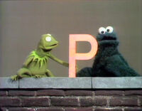 Kermit demonstrates an R and Cookie Monster turns it into a P (First: Episode 0129)