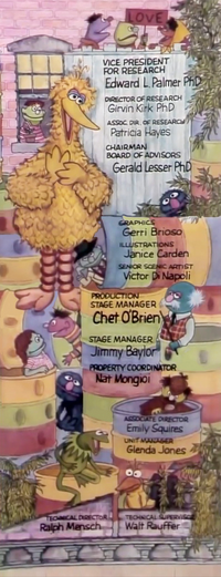 An illustration of the original nest area (occupied by multiple colored barrels), as merged into a tall building during the 1971-1974 ending credits