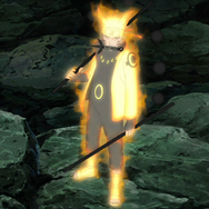 Naruto's initial Nine-Tails Chakra Mode with Six Paths Sage Mode.