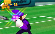 Waluigi having his eyes glow in Mario Tennis.