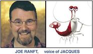 Joe Ranft provides the voice of Jacques in Finding Nemo (2003).