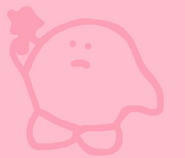 Kirb, drawn version in Maximum Pink, about to lose his outline.