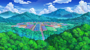 Nacrene City at daytime in anime