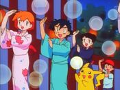 Ash, Misty and Pikachu dance