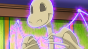 A skeleton of Dragonite is animated