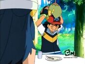 Turtwig gnaws Ash's head