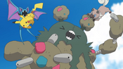 Pikachu and Rockruff battle