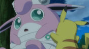 Pikachu gives advice to Wigglytuff