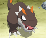 Grant's Tyrunt was used as his 2nd Pokemon in Ash's Gym Battle. Tyrunt proved to be a excellent battler as it knocked out Froakie and Fletchling using its powerful Draco Meteor attack. It fell to Pikachu's Thunderbolt when Tyrunt got a rock stuck in its jaw, unable to use Crunch.