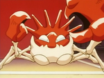 Kingler is one of the Giovanni's Pokémon that he entrusted to Jessie, James and Meowth so they could defeat gym challengers while he was away from the Viridian City Gym.