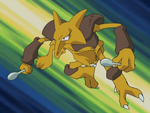 Vito sent Alakazam, who summoned rain to calm the raging Camerupt down.