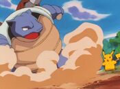 Blastoise fights Pikachu