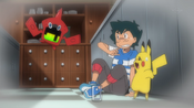 Ash and Pikachu were shocked Rotom copied the former's voice