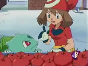 May tells Bulbasaur one has to pay to eat the fruit