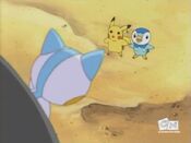 Piplup and Pikachu try to warn their friend