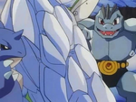 Machoke was only seen in the 2nd challenge against Ash where it helped to carve a sled from the ice that Nidoqueen froze earlier.