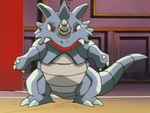 Rhydon is one of the Giovanni's Pokémon that he entrusted to Jessie, James and Meowth so they could defeat gym challengers while he was away from the Viridian City Gym.