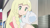 Snowy in Lillie's arms