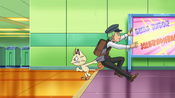 Meowth pulls Cilan away