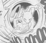 Mewtwo was created by Blaine during his time in Team Rocket, and stowed away in Cerulean Cave after Blaine's repeated attempts to kill it. However, Red managed to capture it, becoming a useful ally, helping the Pokédex Holders in the fight against Lance, and most recently against Deoxys.