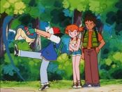 Ash grabs Cyndaquil before it wanders off