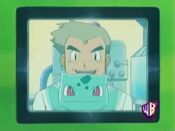 Professor Oak and Ash's Bulbasaur greet Ash