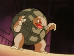 Giovanni's Golem took an appearance at the Viridian City's Gym. It was defeated quickly by Gary's Nidoking.