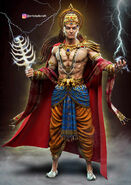 Indra (Hinduism), the king of the Devas and ruler of Svarga Loka i.e. the heavens and skies