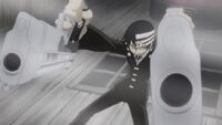 Death the Kid (Soul Eater) wielding his guns in a peculiar manner for his Death God Martial Arts.