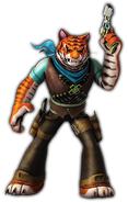 Takeshi/Tiger Claw (Teenage Mutant Ninja Turtles 2012 TV series) became mutated with tiger DNA, gaining the strength and claws of a tiger, nightvision, and a keen sense of hearing and smell.