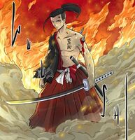 Ryosuke (Iron Samurai) was immortal because of atomic energy, and he was immune with pain, and he can regenerate his wounds.