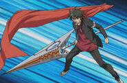 Kazuki Mutō (Buso Renkin) using his Arms Alchemy weapon: Sunlight Heart.