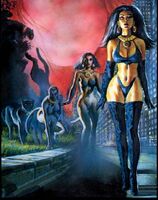 Pantha (Vampirella) is a former high priestess of Ra from ancient Egypt who was cursed with eternal life by the gods after she ate her son in her panther form.