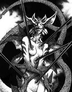 Luciela's (Claymore) body devouring the stakes that pierced her.