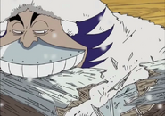 Wapol (One Piece) eating a part of a ship.