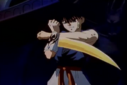 Recca Hanabishi (Flame of Recca) using Saiha to create a blade out of flames which has strength dependent on its temperature.