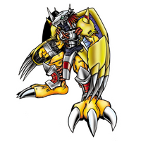 WarGreymon (Digimon) is equipped with Dramon Killers on each of its arms, which are weapons designed to kill beings with dragon attributes.