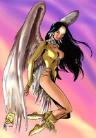 Dawnstar (DC Comics) in flight.