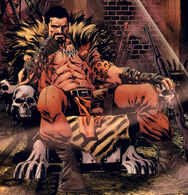 Sergei Kravinoff/Kraven the Hunter (Marvel Comics) is an incredible hunter and jungle warrior able to match even T'Challa in a fight.