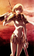 Clare (Claymore) is a claymore a human girl infused with Yokai flesh and power.