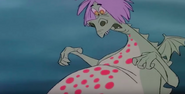 While infected by Merlin's (The Sword in the Stone) germ transformation, Madam Mim suffered from rapid illness that bed-riddled her.