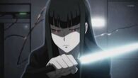 Mina Hazuki's (Darker than Black) Contractor power, Weapon Energizing, allows her to turn anything she touches into a weapon of destructive energy.