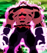 Top (Dragon Ball Super) surrounding himself with the Energy of Destruction.