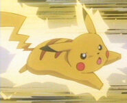 Pikachu (Pokémon) surrounding itself in an electric aura.