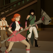 Nora Valkyrie (RWBY) and her hammer, Magnhild.