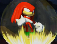 Super Knuckles (Sonic the Hedgehog) is a form Knuckles achieves when he harnesses the power of Chaos Emeralds.