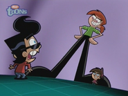 While transported to his own mind, Timmy Turner (The Fairly OddParents) was able to fight back against his former imaginary friend Gary, manipulating the environment and materializing Vicky to defeat him.