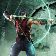 Nightwolf (Mortal Kombat) can construct bow/arrows of pure spiritual or elemental energy.